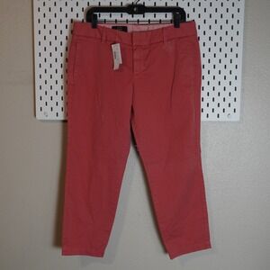 J.Crew Scout Chino Crop Pants ROU Coral Red Distressed‎ Womens Size 10 NEW